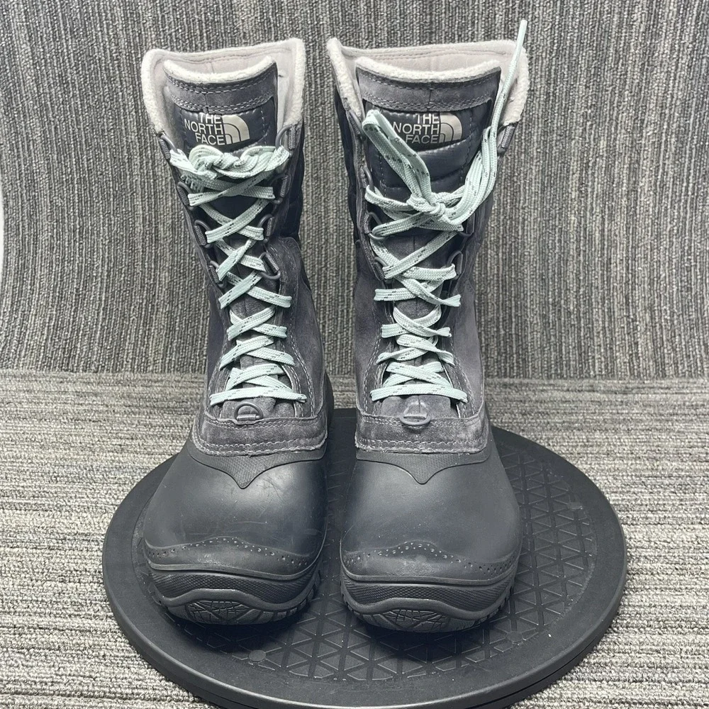 The North Face Thermoball Utility Boots Women 7 Gray Waterproof Snow Winter Shoe
